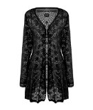 Meaneor Womens Long Sleeve Lace Crochet Knitted Sheer V Neck Waterfall Cardigan