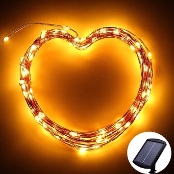 120 LED Solar Powered String Lights By ICICLE,Starry String Copper Wire Fairy Lighing for Decorating Outdoor,Garden,Patio,Wedding,Holiday Decorations(Warm White)