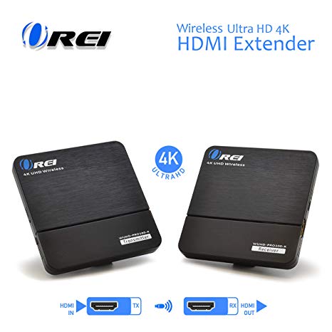 Orei Wireless Pro Utrahd HDMI Extender Transmitter & Receiver Dongle - Up to 4K @ 30Hz - Upto 30 Feet - Perfect for Streaming from Laptop, PC, Cable, Netflix, YouTube, PS4 to HDTV/Projector