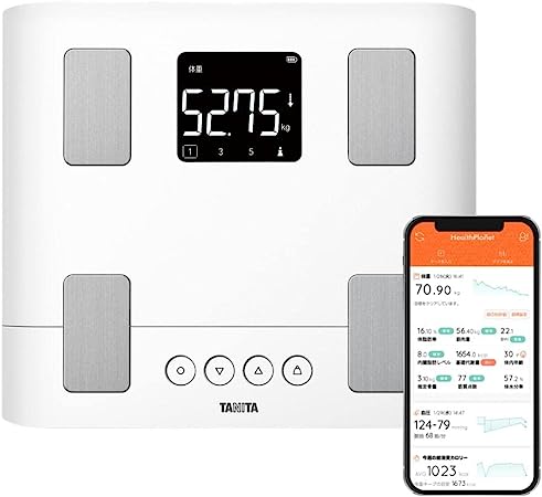 タニタ 体重 体組成計 スマホ 50g バックライト ホワイト BC-332L WH スマホでデータ管理 立てかけ収納OK