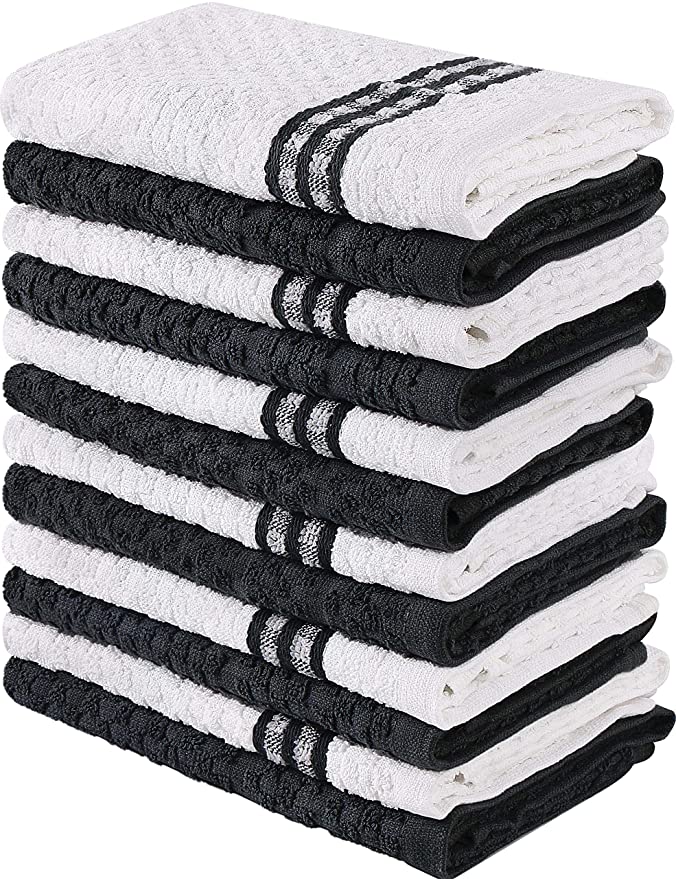 Utopia Towels Kitchen Towels (12 Pack) - 15 x 25 Inches, 100% Ring Spun Cotton Super Soft and Absorbent Dish Towels, Tea Towels and Bar Towels, Black