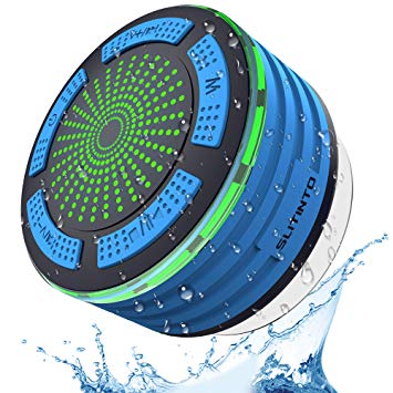 Shower Speaker, Slitinto IPX7 Portable Wireless Waterproof Bluetooth Speakers Radio, Suction Cup LED Mood Lights, Super Bass HD Sound Shower, Pool, Beach, Hot Tub, Boat&Outdoor