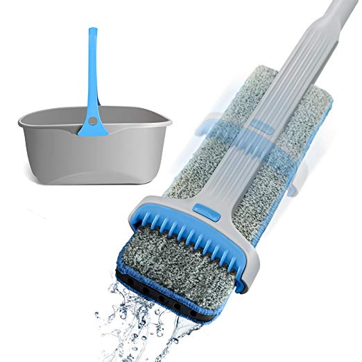 Easy Wring Double Side mop self-Drying Squeeze Mop and Bucket Set Stainless Steel 2 Microfiber Mop Heads for Floor Cleaning Kit …