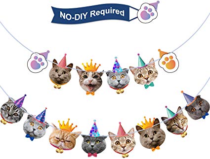 Cat Birthday Banner Birthday Garland Cat Theme Party Bunting Decoration Baby Shower Party Supplies (Cat)