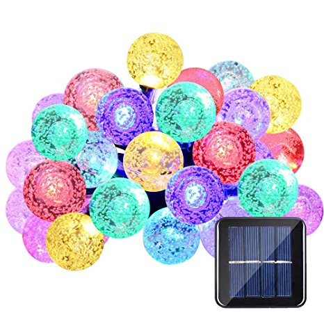 Qedertek Globe Solar String Lights, 19.7ft 30 LED Fairy Lights, Outdoor Solar Lights for Home, Garden, Patio, Lawn, Party and Holiday Decoration (Multi-color)