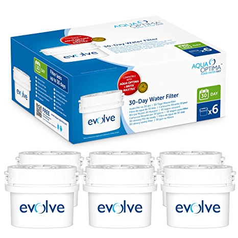 Fits BRITA Maxtra, 6 months' supply - water filter 6 pack - Aqua Optima Evolve EVS602