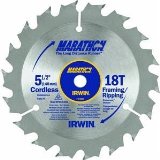 IRWIN Tools MARATHON Carbide Cordless Circular Saw Blade 5 12-Inch 18T 063-inch Kerf 14027