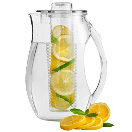 VonShef 2.7L Plastic Fruit Infusion Pitcher Jug. Infusion Core for Fruit Flavoured water and Iced Drinks