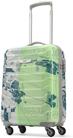 Skybags Trooper 55 Cms Small Size Hard Sided 4 Spinner Wheels Polyester Pale Green Trolley, Pale Green, 22, Central Hardside Luggage with Spinner Wheels