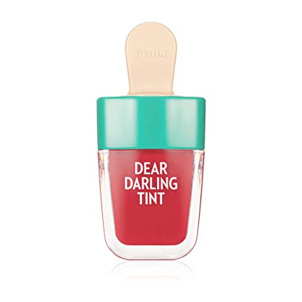 ETUDE Dear Darling Water Gel Tint Ice Cream (RD307 Watermelon Red) (21AD)| Vivid High-Color Lip Tint with Minerals and Vitamins from Soap Berry Extract to Moisture Your Lips