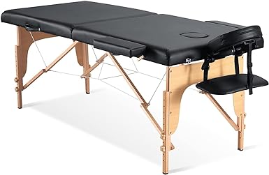 ACi Massage Table Portable Massage Table 3 Fold 84 Spa Bed Inch Lightweight Height Adjustable Salon Spa Table with Carry Case,Black
