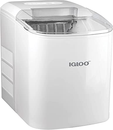 Igloo ICEB26WH Automatic Portable Electric Countertop Ice Maker Machine, 9 Cubes Ready in 7 Minutes, with Scoop and Basket, Perfect for Water Bottles, Mixed Drinks, Parties, WHT .White/New