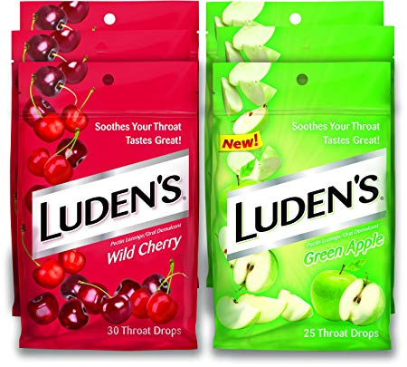 Luden's Wild Cherry & Green Apple Limited Edition Cough Throat Drops | 90 Wild Cherry Drops & 75 Green Apple Drops | 6 Bags