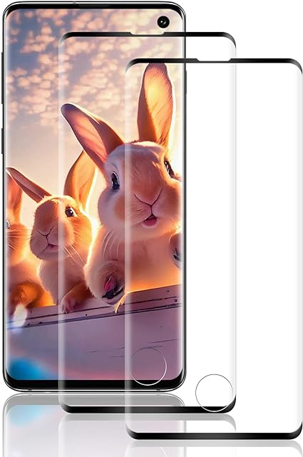 Screen Protector for Samsung Galaxy S10, Tempered Glass Film for Galaxy S10, 3D Curved Full Coverage Protectors, Bubble Free, Touch Sensitive, HD Clear Saver Shield Film (2 Pack)