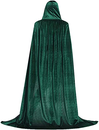 Etistta Halloween Velvet Witch Cloak Witches Costume Adults Hooded Capes Full Length Witch Cape for Women