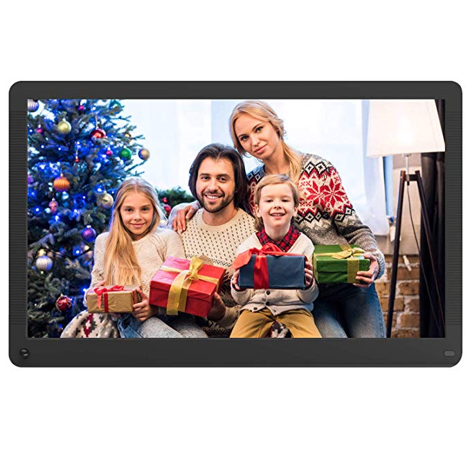 Digital Picture Frame 17 inch with Sensor, 1920x1080 IPS Screen, Digital Photo Frame Support 1080P Video, Music, Slideshow, Adjustable Brightness, Breakpoint Play, Remote Control