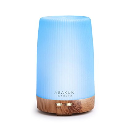 2017 ASAKUKI 100ML Premium, Essential Oil Diffuser, 5 In 1 Ultrasonic Aromatherapy Fragrant Oil Vaporizer, Purifies and Humidifies The Air, Timer and Auto-Off Safety Switch, 7 LED Light Colors