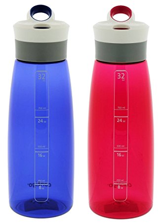 Contigo Autoseal Grace Water Bottle, 32-Ounce, Cobalt & Sangria (2 Pack)