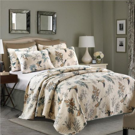 Best Comforter Sets, Flying Birds Printing 3 Piece Cotton Bedspread/Quilt Sets, Queen