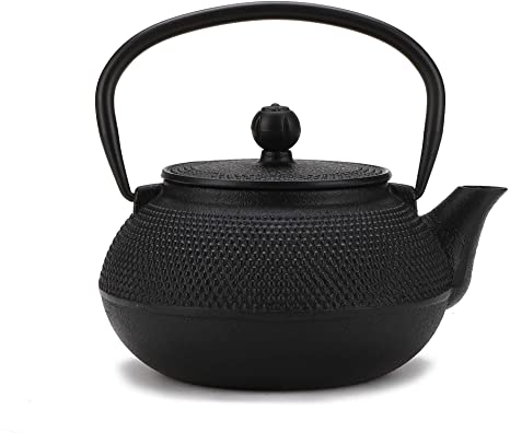 Mind Reader 27CATEA-BLK Japanese Tetsubin Kettle Cast Iron Tea Pot with Stainles Steel Infuser 27 Oz, Black