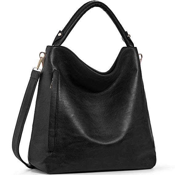 IYAFFA Women Handbags Designer PU Leather Shoulder Purse Ladies Hobo Top Handle Satchels Large Capacity Black