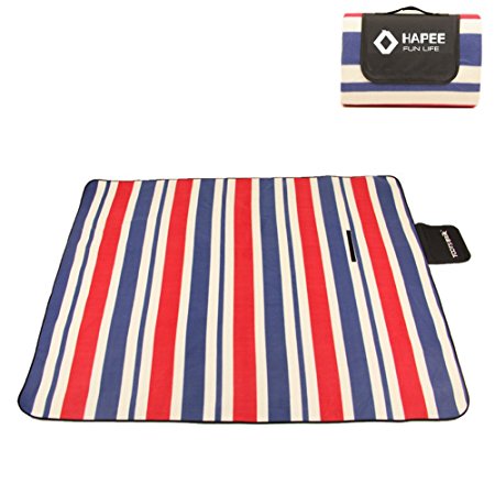 HAPEE XX-Large 79x79" Outdoor Beach Camping Picnic Blanket Mat Handy Tote with Waterproof and Sandproof Backing, Easy To Fold