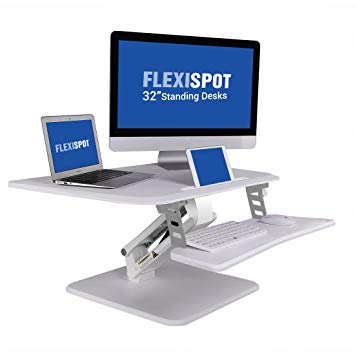 FlexiSpot 32" Standing Desk Converter, Height Adjustable Stand up Desk Computer Riser w/Quick Release Removable Keyboard Tray