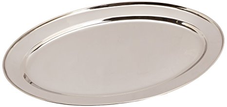 Winco OPL-18 Stainless Steel Oval Platter, 18-Inch by 11.5-Inch
