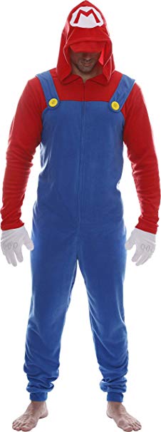 Super Mario Men's Adult Plus Size Costume Union Suit Pajama