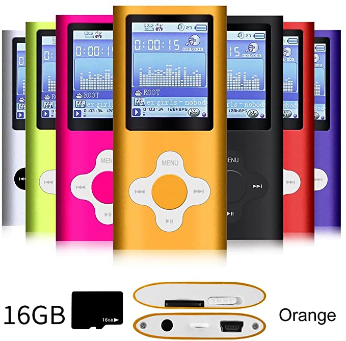 G.G.Martinsen Versatile MP3/MP4 Player with a Micro SD Card, Support Photo Viewer, Mini USB Port 1.8 LCD, Digital MP3 Player, MP4 Player, Video/Media/Music Player (Orange-White)