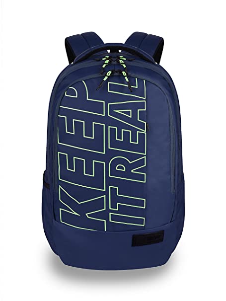 Gear Keep It Real 32 Ltrs Nblue Fl Green School Backpack (KBPKPRELG0503)