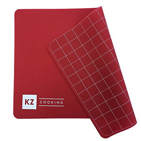 Silicone Baking Mat, non-stick with a 1 inch grid layout, fits half sheet pans, 16.5” x 11” - Red