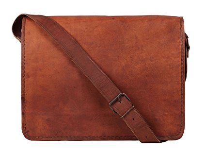 Rustic Town Leather Vintage Crossbody Messenger Courier Bag Gift Men Women Business Work Carry Laptop Computer Books Handmade Rugged & Distressed ~ Everyday Office College School 15 Inch