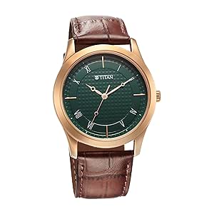 Titan Karishma Green Dial Analog Leather Strap Watch for Men-NS1823WL02