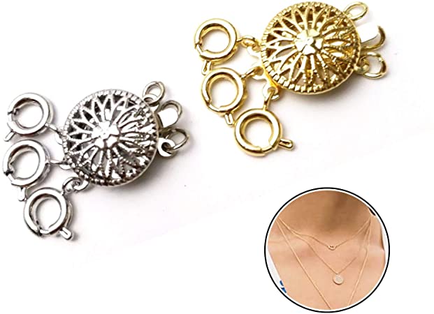 Necklace Layering Clasp, Jewelry Bracelet Connectors, Multi Necklace Layering Clasp, for Necklaces or Bracelets Jewelry Crafts (Silver &Golden)