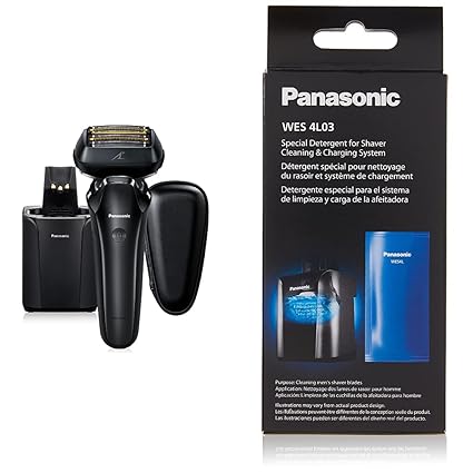 Panasonic Electric Razor for Men   Cleaning Solution, ES-LS9A-K   WES4L03 Bundle, ARC6 Six-Blade Electric Shaver with Premium Automatic Cleaning and Charging Station Plus Cleaning Solution Refill