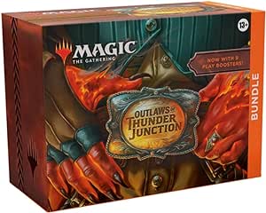 Magic: The Gathering Outlaws of Thunder Junction Bundle - 9 Play Boosters, 30 Land Cards   Exclusive Accessories