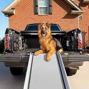 PetSafe Happy Ride Extra-Long Telescoping Dog Ramp, Portable Pet Ramp, Great for Cars, Trucks and 4X4s, Durable Aluminium Frame Supports up to 140 kg, Side Rails and High-Traction Surface Design