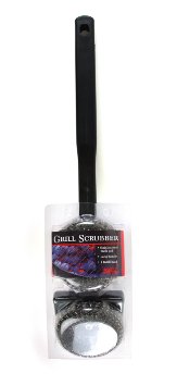 Charcoal Companion Single Head Scrubber Grill Brush with Refill, long handle
