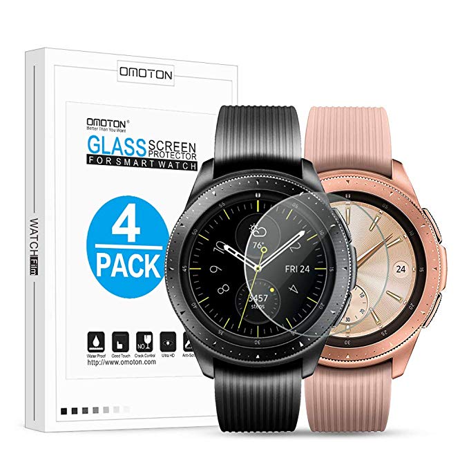 [4 Pack] OMOTON Tempered Glass Screen Protector Compatible Samsung Galaxy Watch 42mm