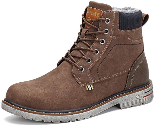 Putu Men's Winter Walking Shoes Fur Lined Boots Waterproof Outdoor Warm Non Slip Lace Up Snow Boots for 39-48 Size