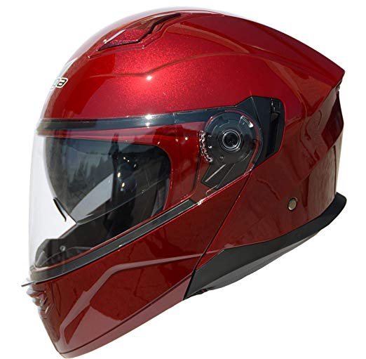 Vega Helmets Unisex-Adult Caldera Modular Motorcycle & Snowmobile Helmet 30% Larger Shield and Sunshield (Velocity Red, X-Large)