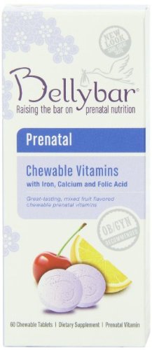 Bellybar Chewable Prenatal Vitamins, Mixed Fruit Flavor, 60-Count (Pack of 3)