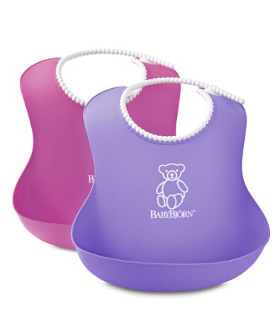 BABYBJORN Soft Bib, Pink/Purple, 2 Pack