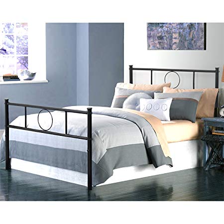 GreenForest Twin Bed Frame Platform with Headboard and Stable Metal Slats Mattress Base Boxspring Replacement, Black