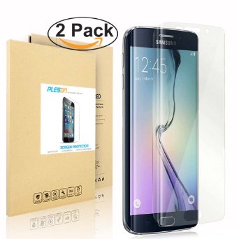 Galaxy S6 Edge Screen Protector Full Coverage PLESON Upgrade 2-Pack Samsung Galaxy S6 Edge Screen Protector Edge to Edge Ultra Clear Anti-bubbles Crystal Invisible PET shield-Lifetime Warranty