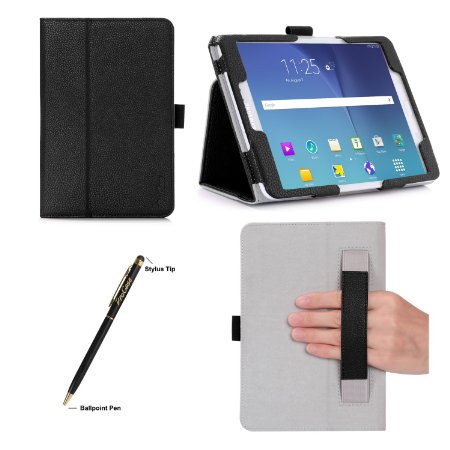 ProCase Samsung Galaxy Tab S2 8.0 Case - Stand Folio Cover Case for 2015 Galaxy Tab S2 Tablet (8.0 inch, SM-T710 / T715), with Hand Strap, auto Sleep/Wake (Black)