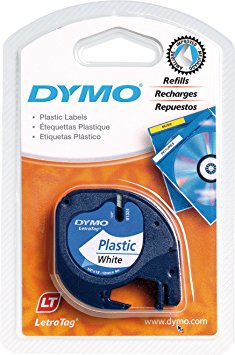 Dymo LetraTag Plastic Label Tape, 12 mm x 4 m Roll - White