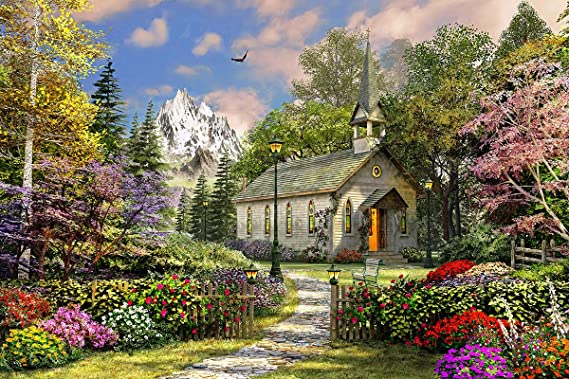 Springbok Puzzles - Mountain View Chapel - 36 Piece Jigsaw Puzzle - Large 23.5 Inches by 18 Inches Puzzle - Made in USA - Unique Cut Interlocking Pieces