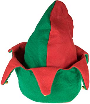 Clever Creations Novelty 2 Sided Red and Green Elf Hat with Jingle Bells One Size Fits Most Christmas Hat for Both Kids and Adults